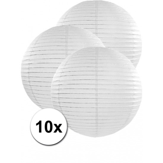 10x stuks witte luxe lampionnen van 50 cm