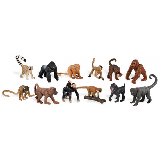 12x Kinder speelgoed apen van plastic