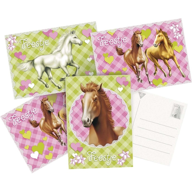 12x Paarden themafeest uitnodigingen-kaarten
