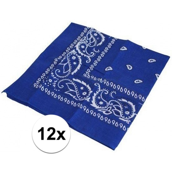 12x Verkleedaccessoires blauwe bandana