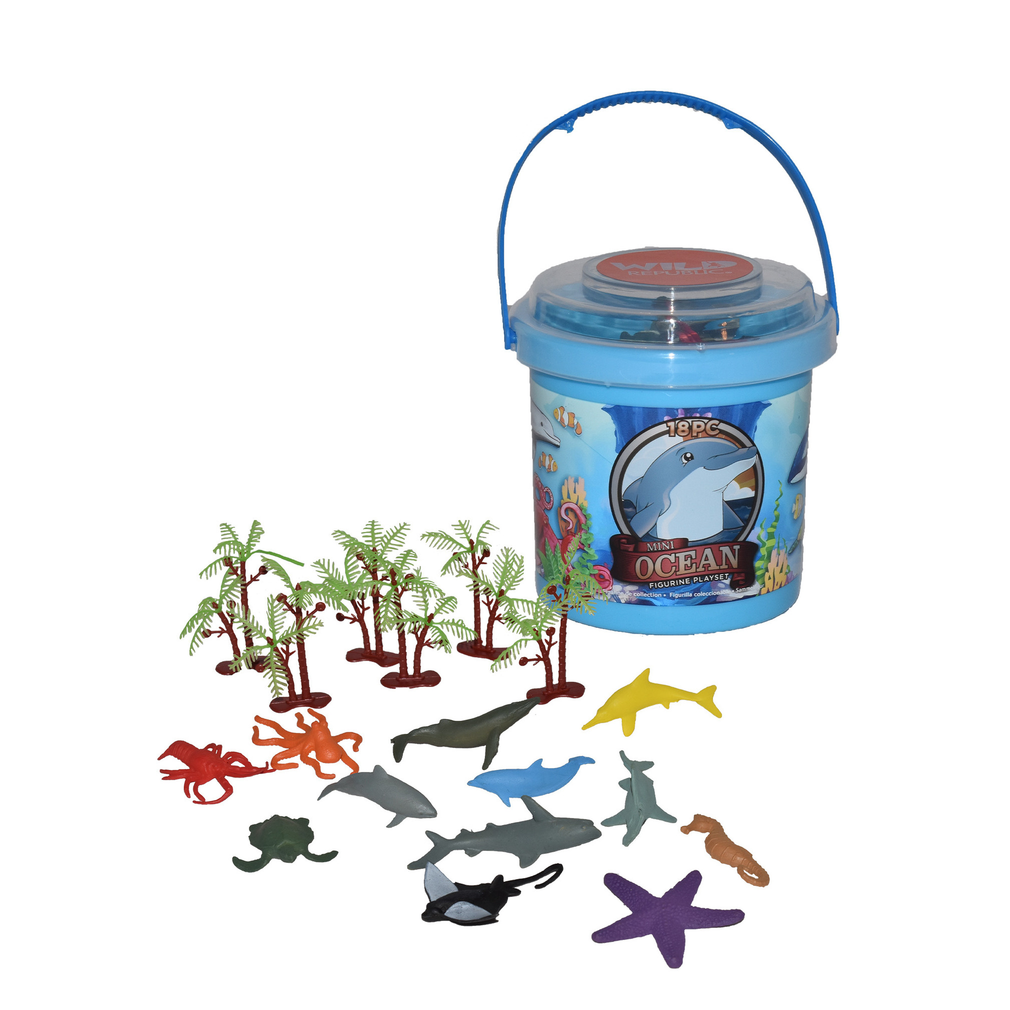 15x Plastic speelgoed mini oceaan dieren in emmertje