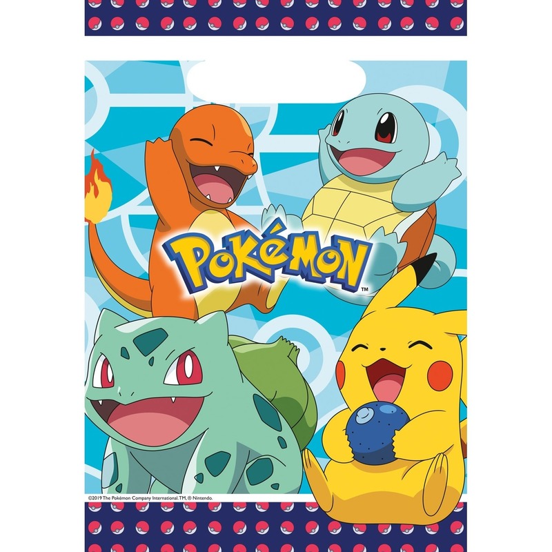 16x Pokemon themafeest uitdeelzakjes 16 x 23 cm