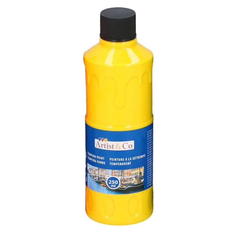 1x Acrylverf - temperaverf fles geel 250 ml
