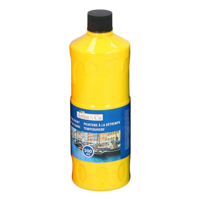 1x Acrylverf-temperaverf fles geel 500 ml