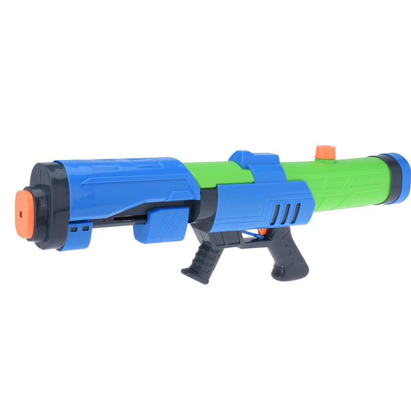 1x Mega waterpistolen/waterpistool met pomp blauw/groen van 63 cm kinderspeelgoed