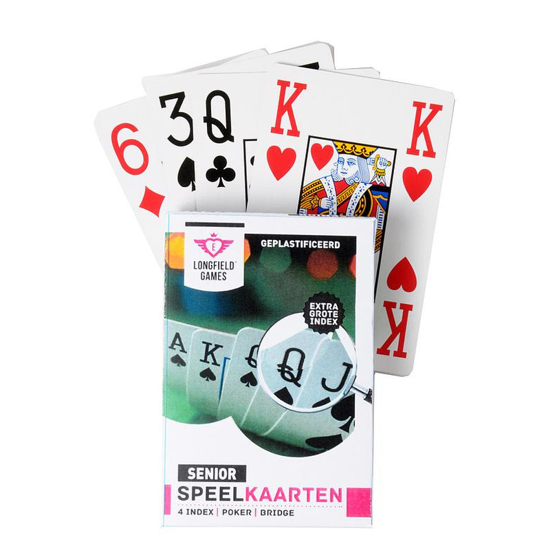 1x Senior speelkaarten plastic poker/bridge/kaartspel