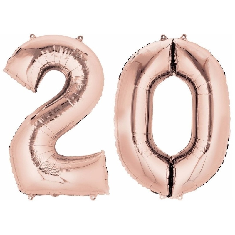 20 jaar rose gouden folie ballonnen 88 cm leeftijd-cijfer