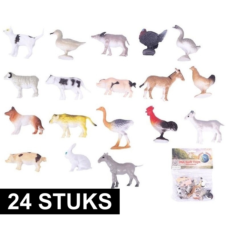24x Boerderij speelgoed diertjes/dieren 2-6 cm