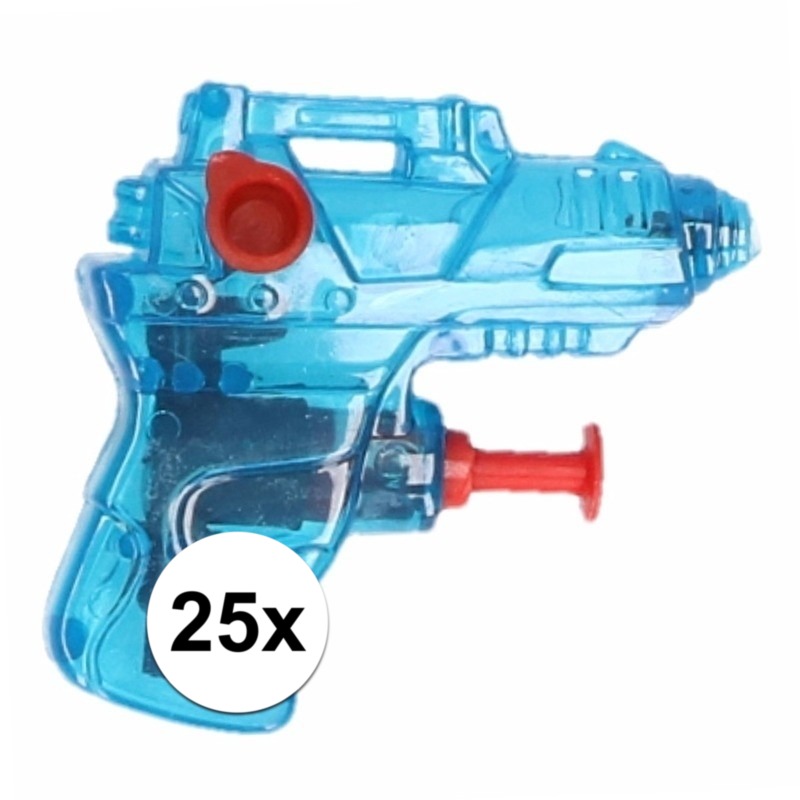 25x stuks mini waterpistolen blauw 7 cm