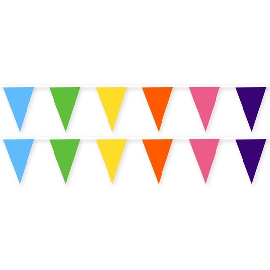 2x Gekleurde stoffen vlaggenlijnen/slingers 10 meter