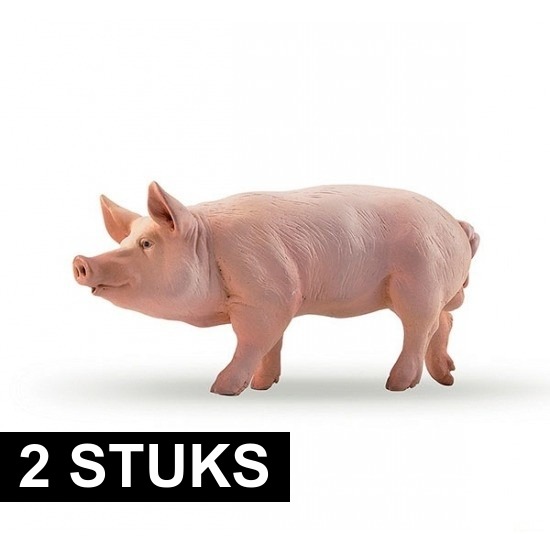 2x Plastic speelgoed dieren varkens 11 cm