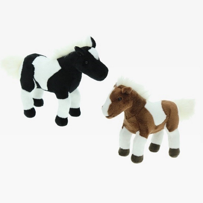 2x Pony speelgoed artikelen paardje knuffelbeest set 26 cm