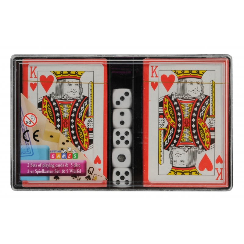 2x setje speelkaarten met dobbelstenen set van 5 stuks