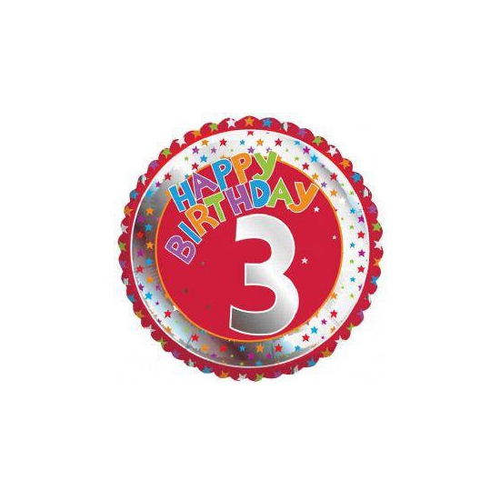 3 jaar helium ballon Happy Birthday