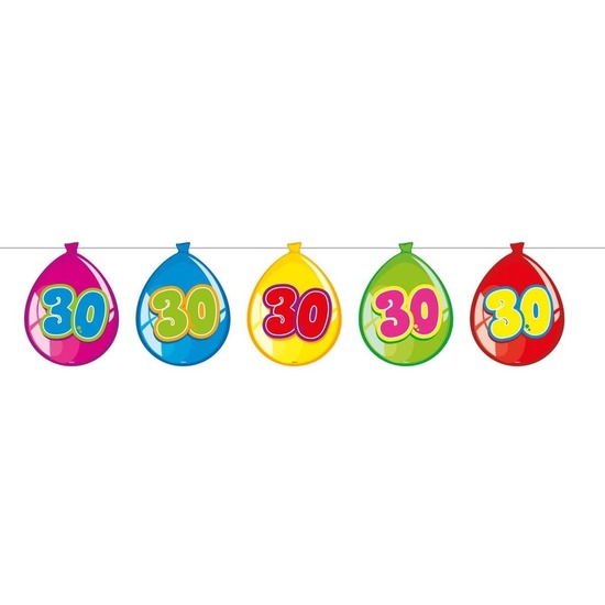 30 Jaar verjaardag leeftijd versiering ballon slingers van 10 meter
