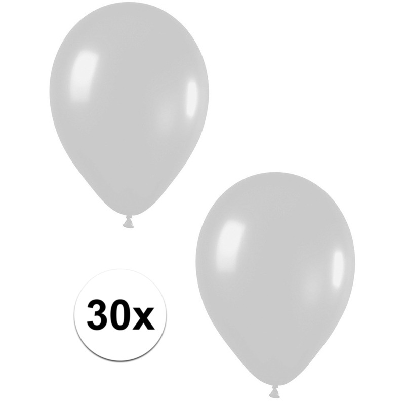 30x Zilveren metallic ballonnen 30 cm