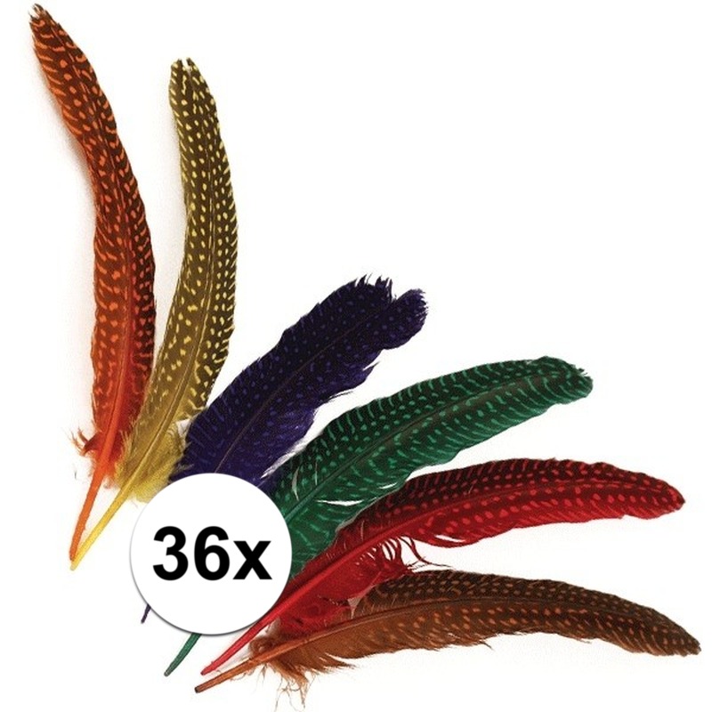 36x Decoratieve veren met stippen
