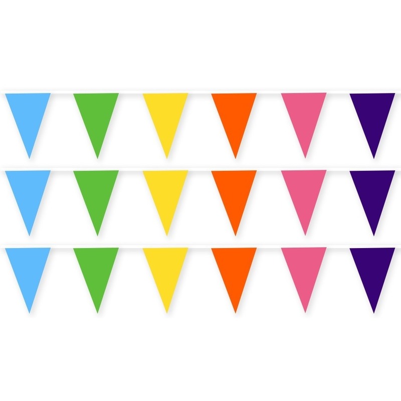 3x Gekleurde stoffen vlaggenlijnen-slingers 10 meter