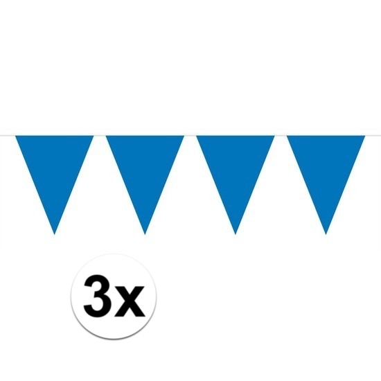 3x Mini vlaggenlijn/slinger versiering blauw