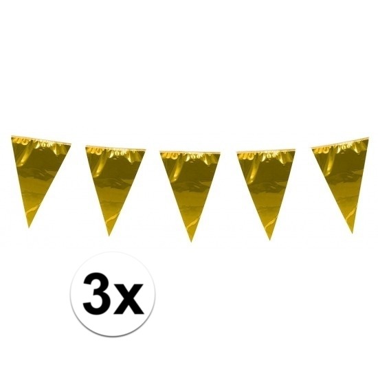 3x stuks XXL vlaggenlijnen goud 10 meter
