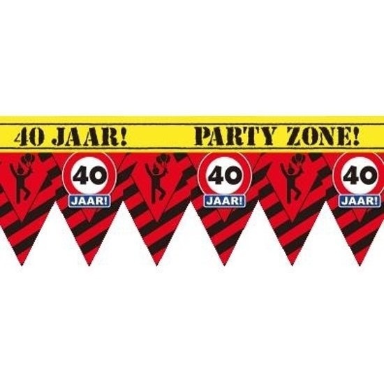 40 jaar party tape/markeerlint waarschuwing 12 m versiering
