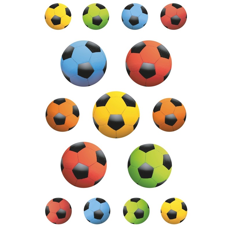 45x Gekleurde voetballen stickers