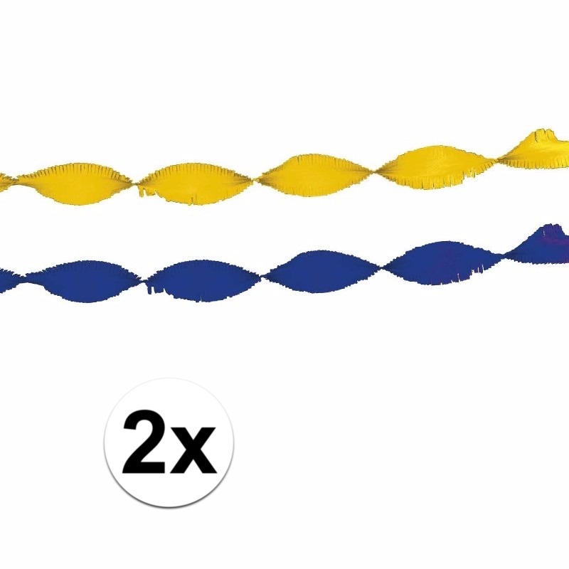 4x feest slingers blauw-geel