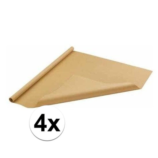 4x Inpakpapier/cadeaupapier bruin 500 x 70 cm op rol