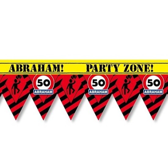 50 Abraham party tape/markeerlint waarschuwing 12 m versiering
