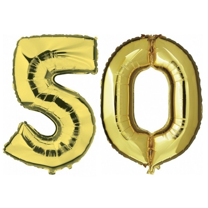 50 jaar gouden folie ballonnen 88 cm leeftijd/cijfer