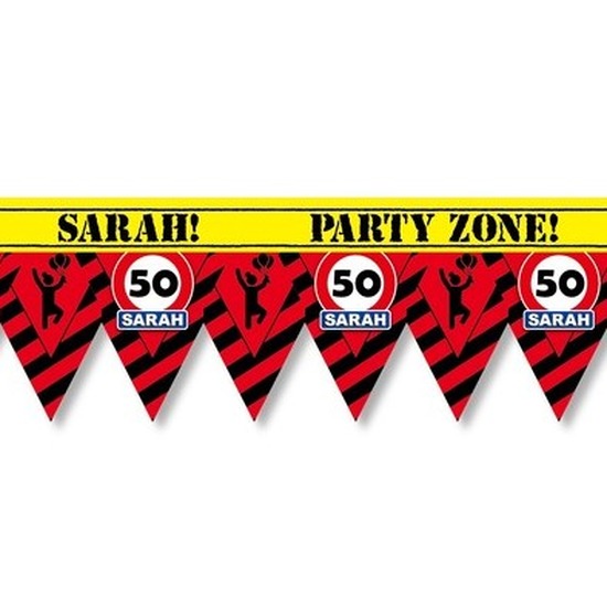 50 Sarah party tape/markeerlint waarschuwing 12 m versiering
