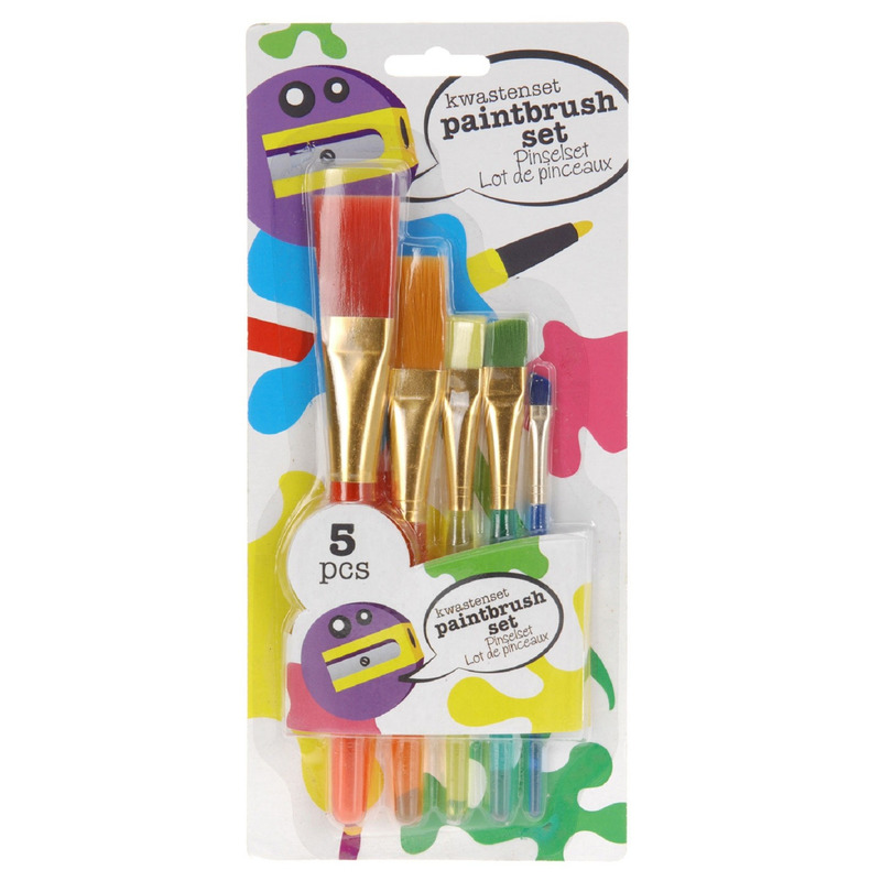 5x Kwasten/penselen voor kinderen hobby/knutselmateriaal
