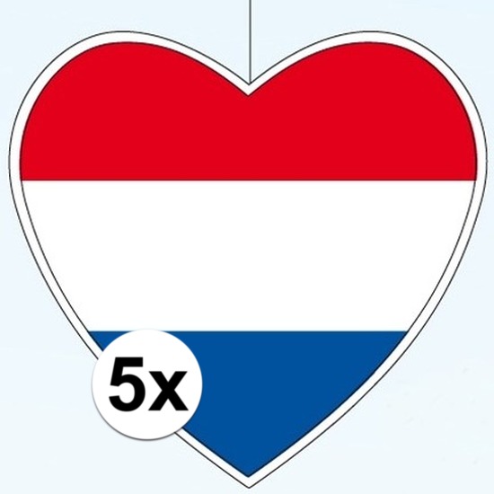 5x Nederland hangdecoratie harten 28 cm
