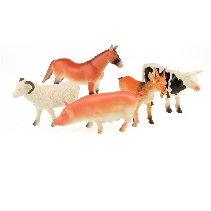 5x Plastic speelgoed boerderijdieren figuren