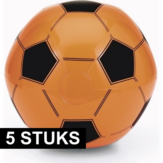 5x Strandbal oranje voetbal