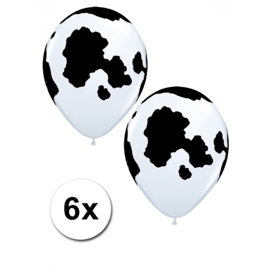 6 versiering ballonnen koeien print 28 cm