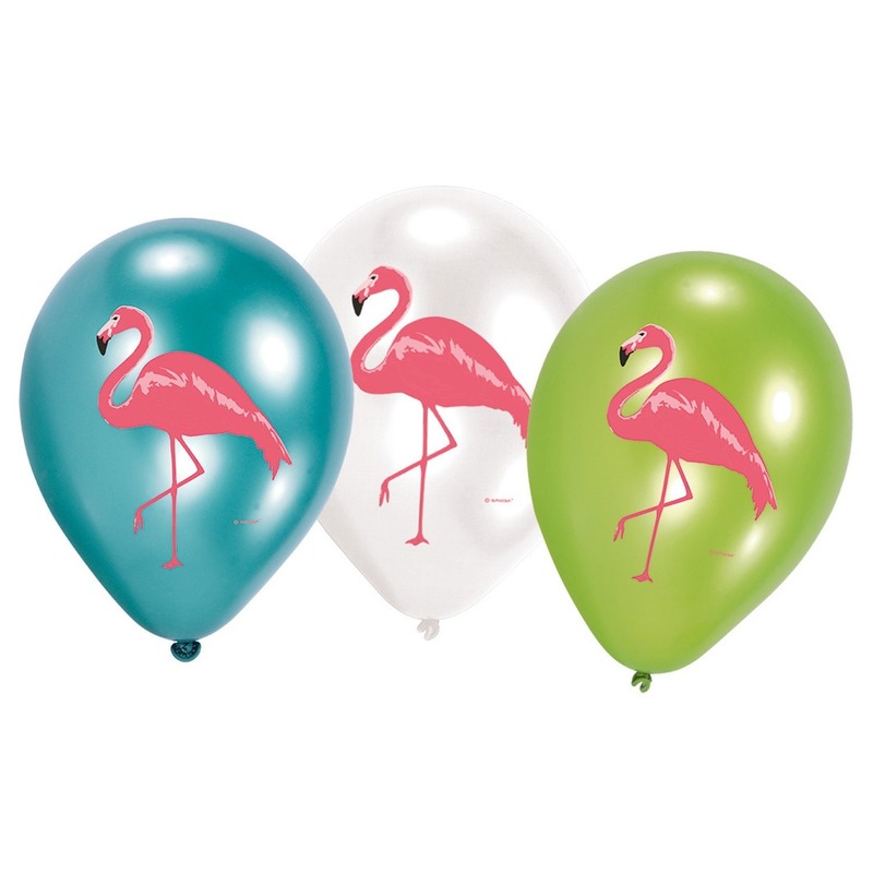 6x Flamingo print ballonnen 27 cm