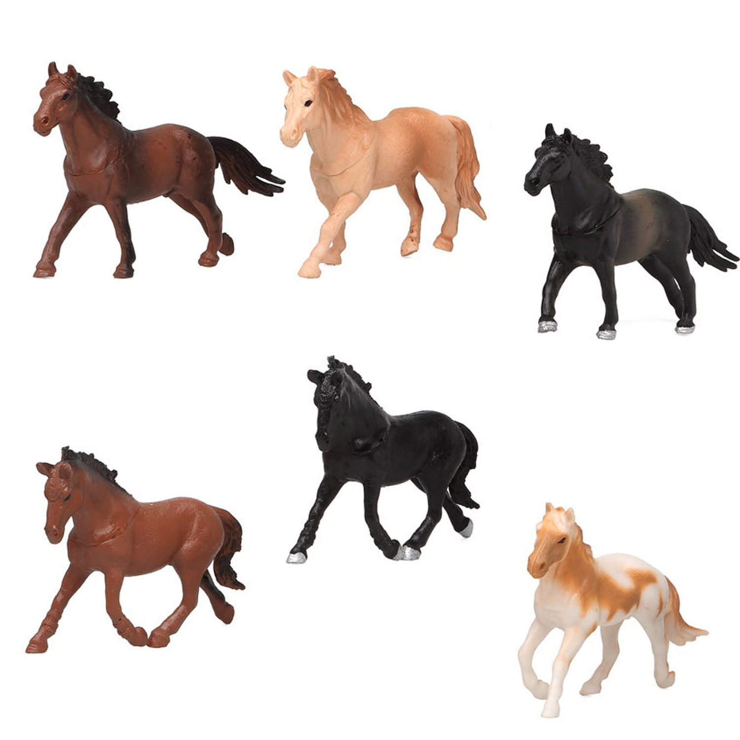 6x Plastic paarden speelgoed figuren 13,5 cm voor kinderen