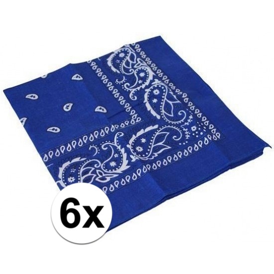 6x Verkleedaccessoires blauwe bandana