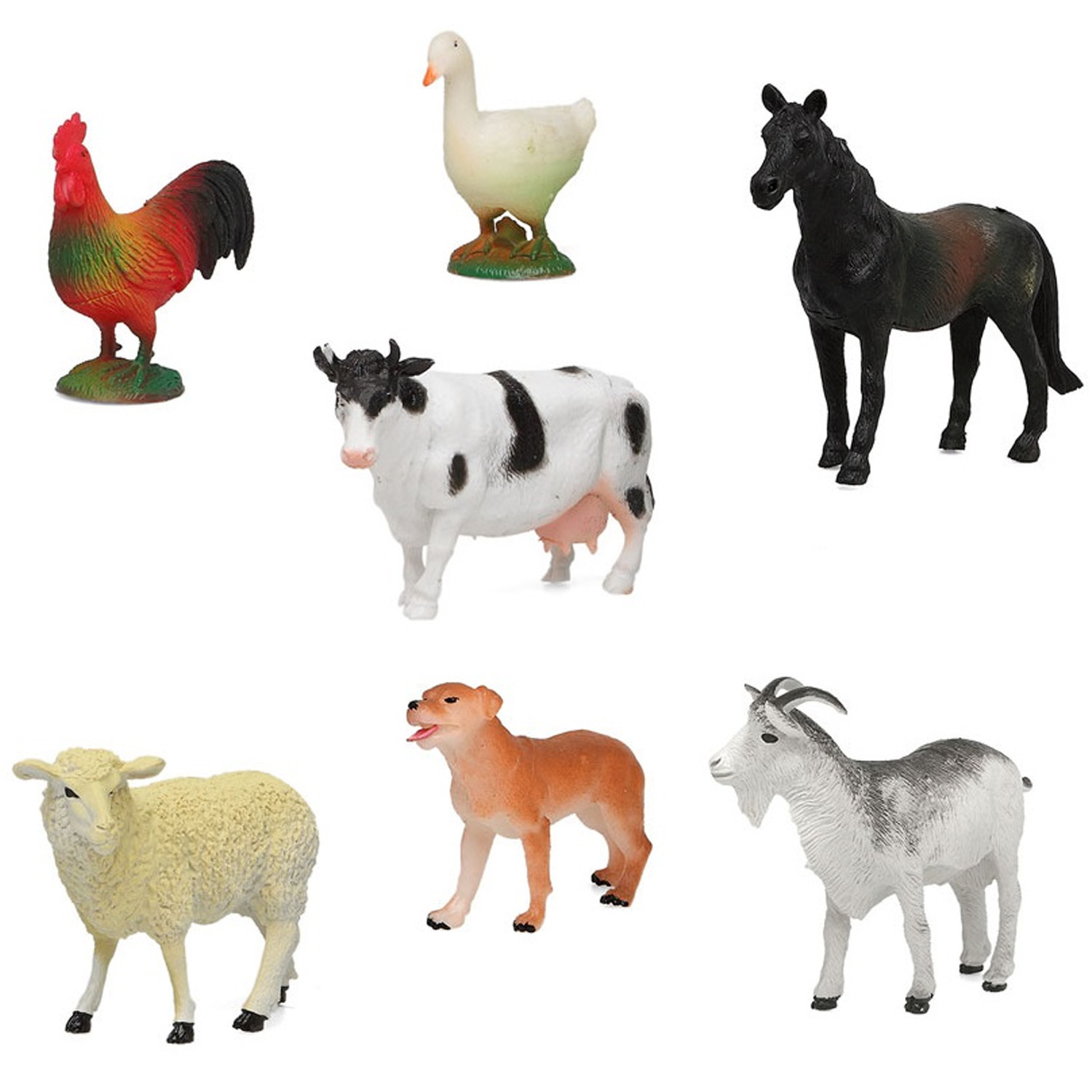 7x Plastic boerderij dieren speelgoed figuren 9 cm voor kinderen