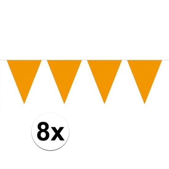 8 stuks oranje vlaggetjes slinger van 10 meter