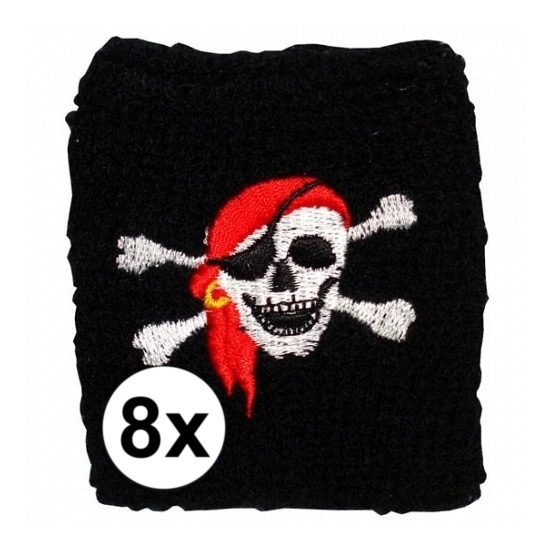8 stuks Piraten zweetbandje