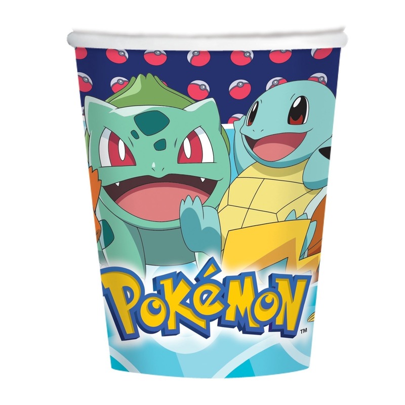 8x Pokemon themafeest drinkbekers 250 ml