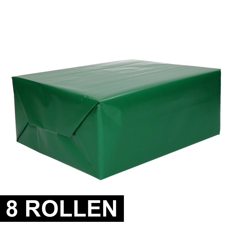 8x rollen Inpakpapier/cadeaupapier groen 200 x 70 cm op rol