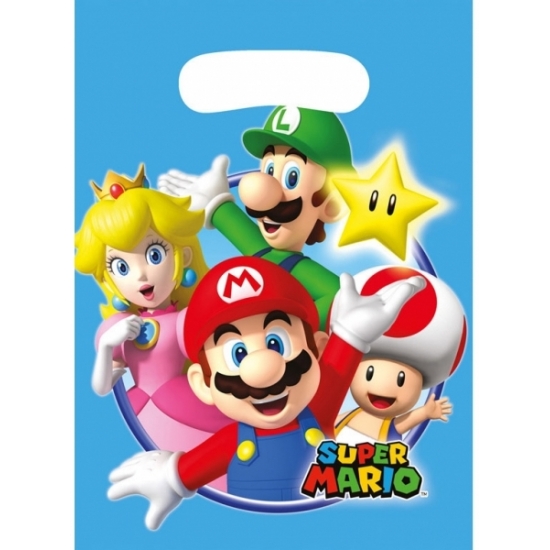 8x stuks Super Mario thema feestzakjes-cadeauzakjes