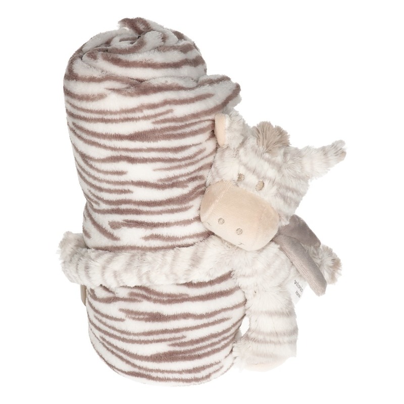 Baby/kinder dekentje met zebra knuffel