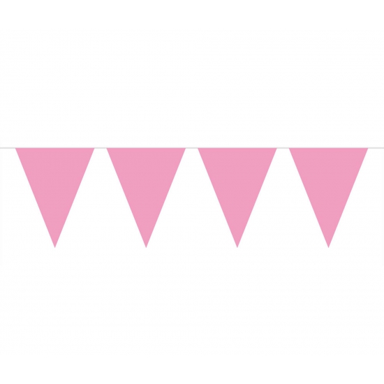 Baby roze slinger met vlaggetjes 10 meter