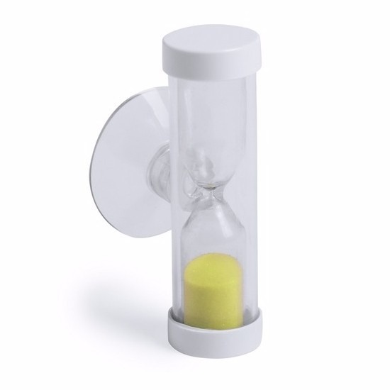 Badkamer-tandenpoets zandloper met zuignap 2 minuten geel
