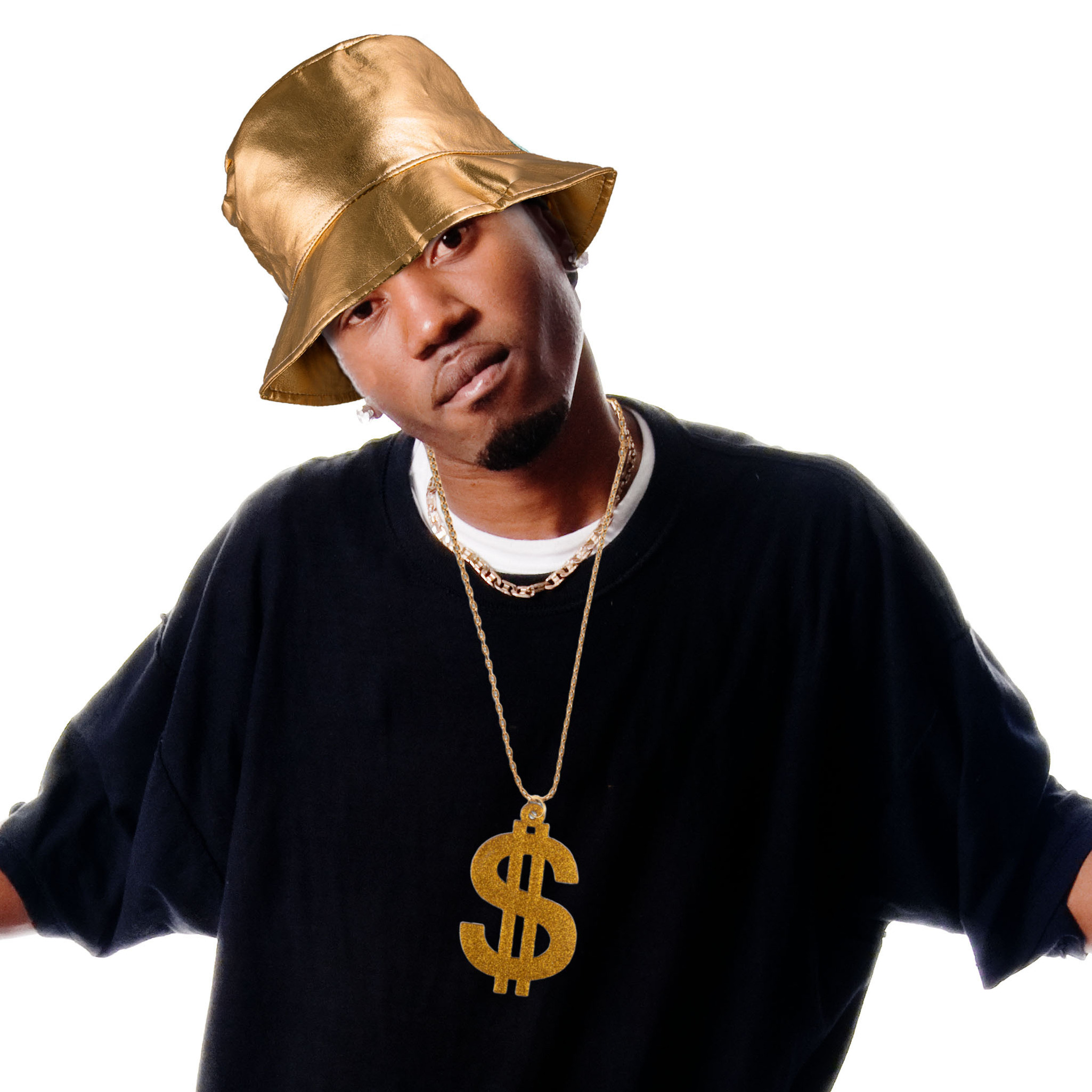Bekende rapper Cool Dogg verkleedset dollar ketting-gouden pet voor volwassenen