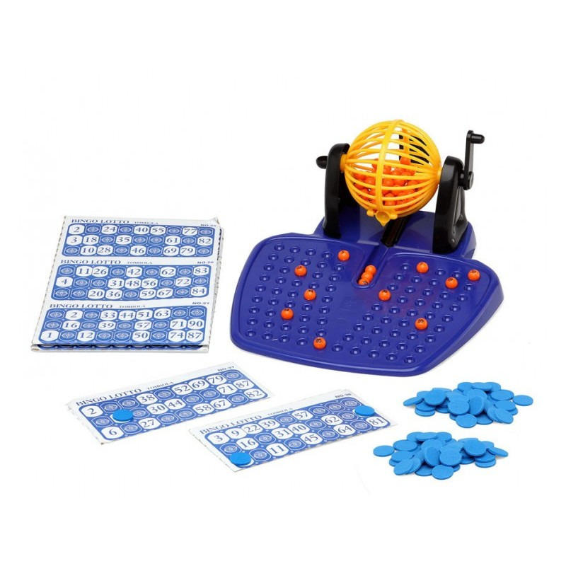 Bingo spel gekleurd-oranje complete set nummers 1-90 met molen en bingokaarten